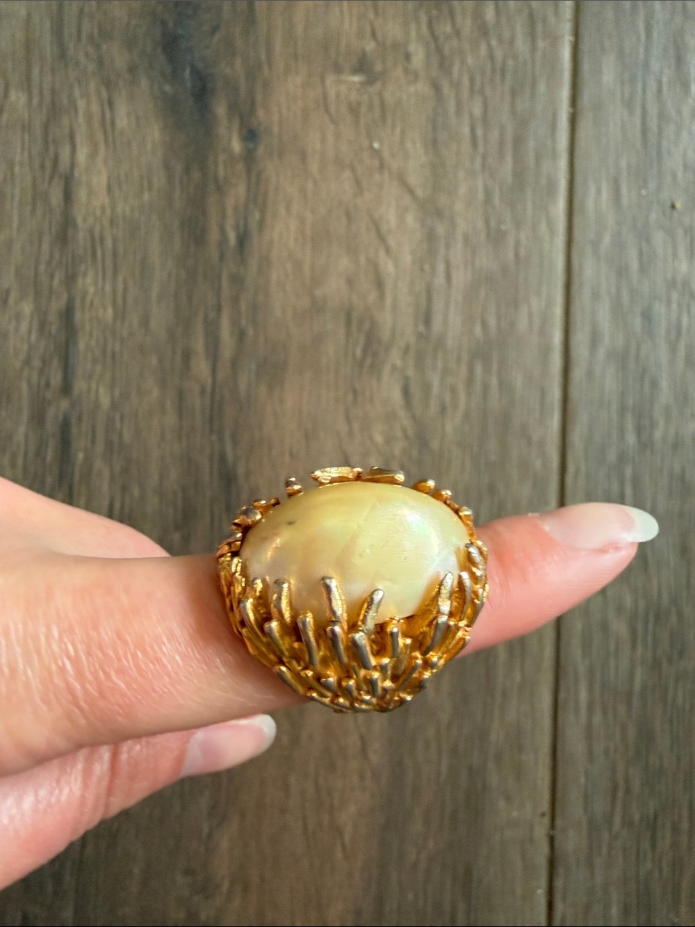Kenneth Jay Lane Gold-Tone Dome Pearl Statement Ring